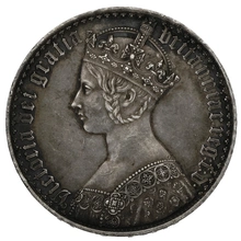 1847 Silver Crown Coin Queen Victoria Gothic UNDECIMO Almost Extremely Fine