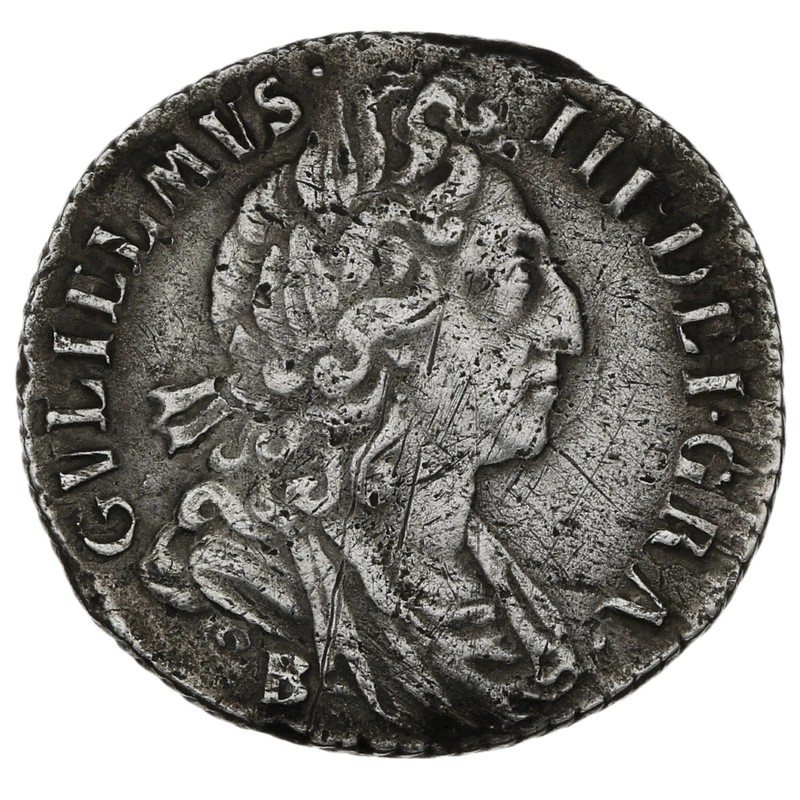 1697B Silver Sixpence Coin William III Bristol Mint