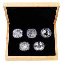 2024 1oz Silver Coin Set; Britannia, Maple, Philharmonic, Eagle, Krugerrand Gift Boxed