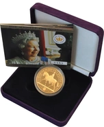 2002 Proof Gold Crown £5 Coin Golden Jubilee Boxed
