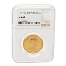 1887 £2 Coin Gold Double Sovereign Victoria Jubilee Head NGC MS62