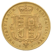 1873 Gold Half Sovereign Queen Victoria Young Head Shield Back