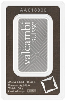 50g Silver Bar Valcambi