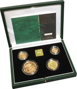 2001 Proof Gold Sovereign 4 Coin Set Boxed