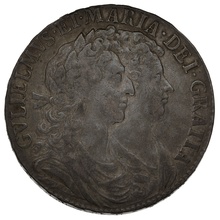 1689  William & Mary Silver Halfcrown - About Very Fine