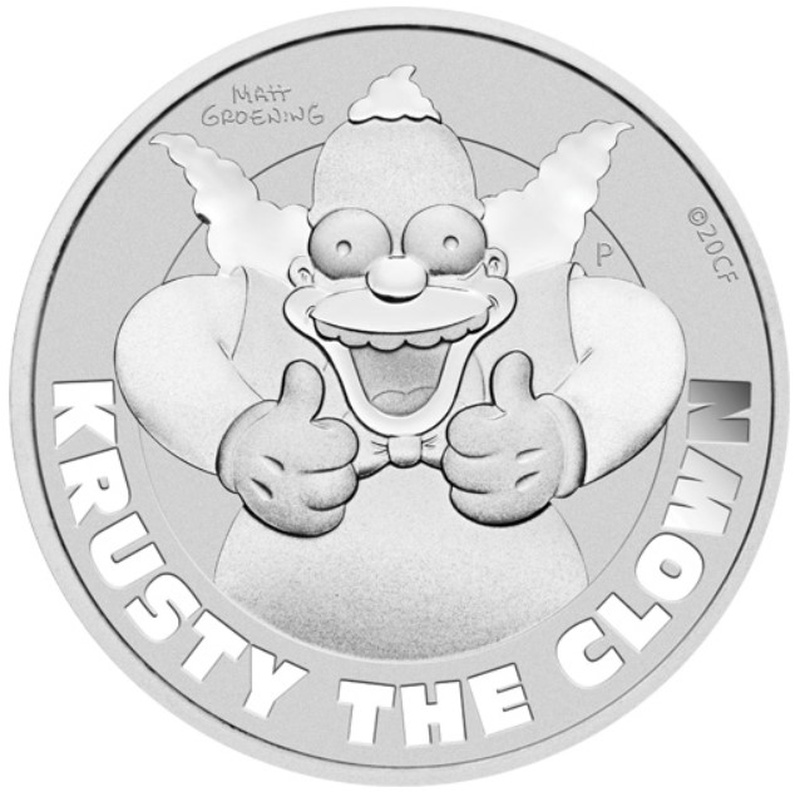 2020 Simpsons Silver Coin 1oz Krusty The Clown