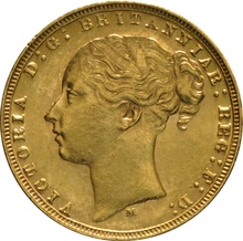 1873 Gold Sovereign Coin Queen Victoria Young Head Melbourne