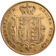 Gold Half Sovereign Victoria Young Head Shield Back