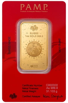 1oz Gold Bar 2025 Year of the Snake PAMP