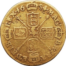 1684 Gold Half Guinea Coin Charles II Fine