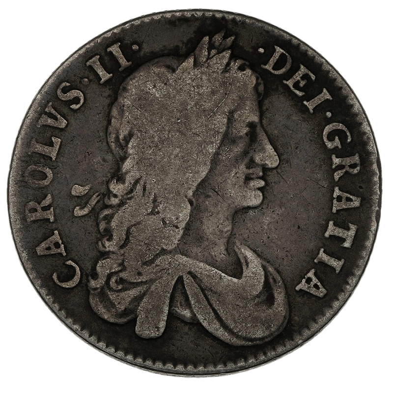1663 Silver Shilling Coin Charles II