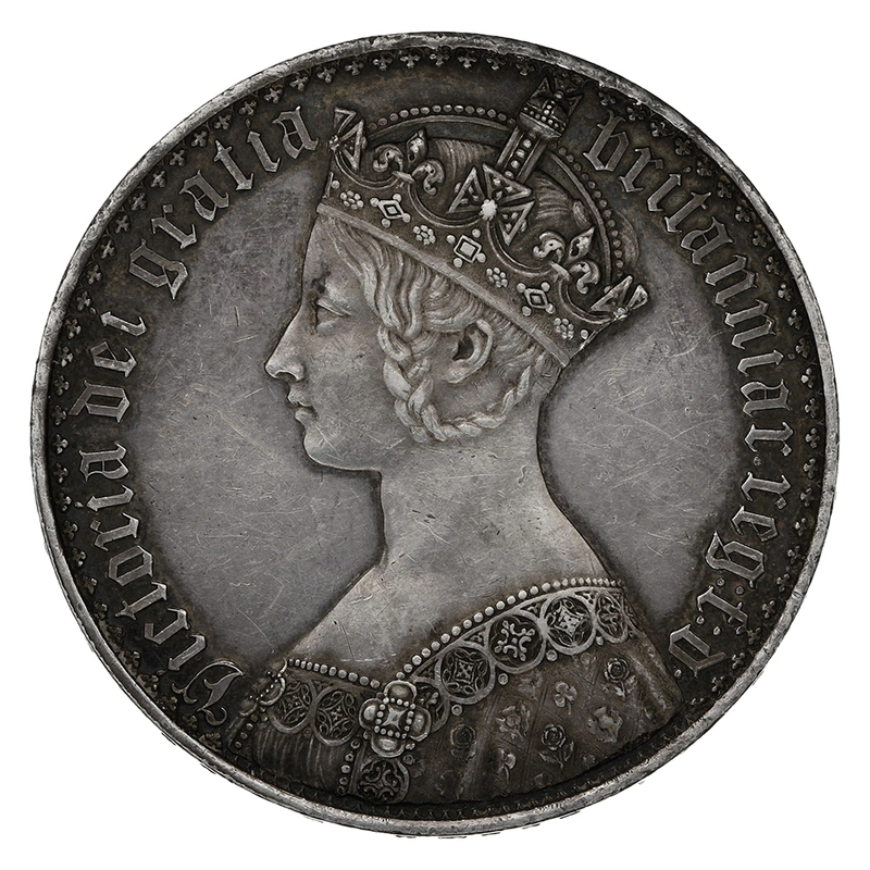 1847 Silver Crown Coin Queen Victoria Milled Gothic