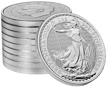 Tube of 25 2025 Britannia One Ounce Silver Coins