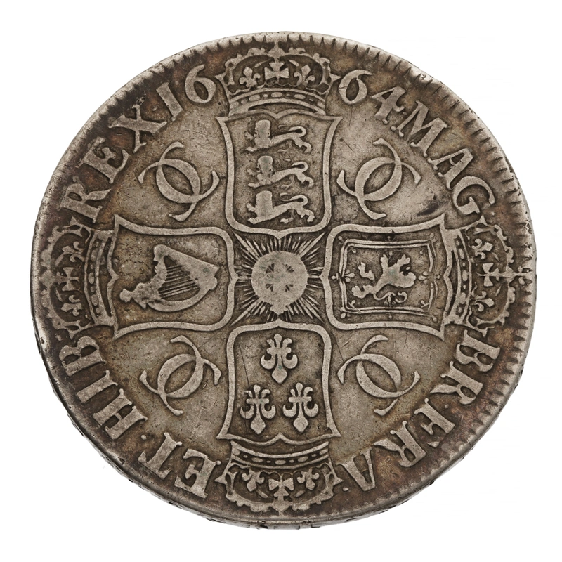 1664 Charles II Silver Crown - Very Fine
