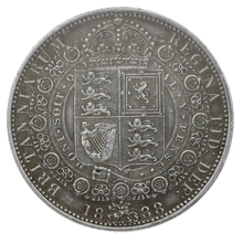 1888 Silver Half Crown Coin Queen Victoria Milled CGS55