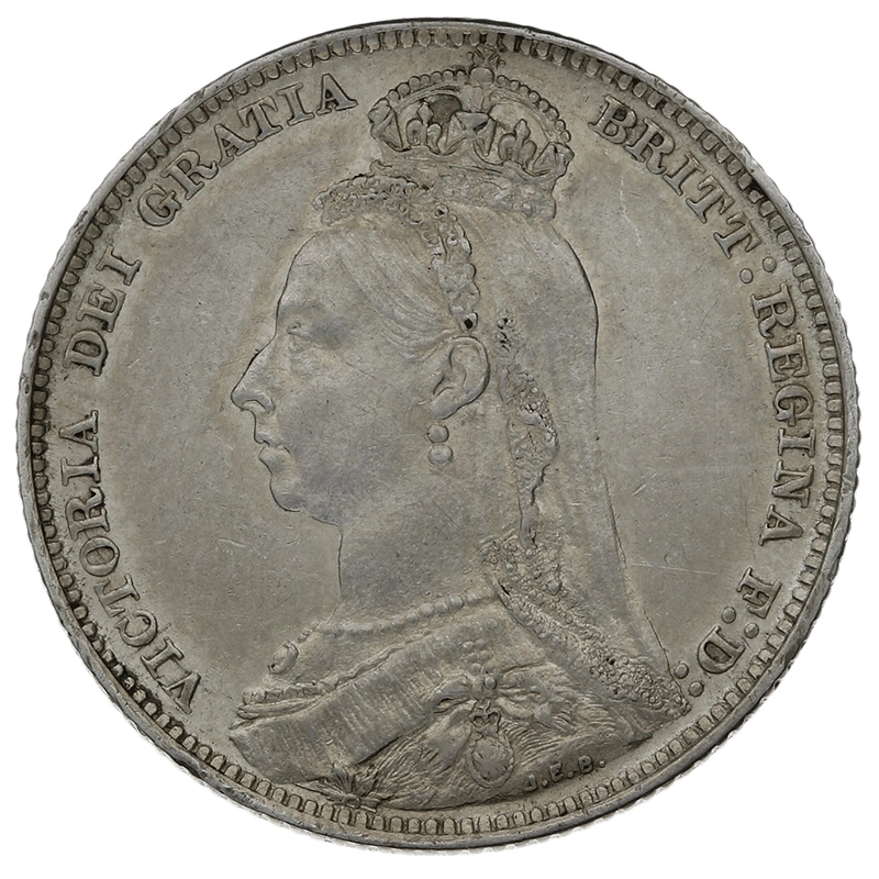 1892 Silver Shilling Coin Queen Victoria Silver Milled Silver Shilling