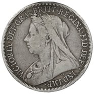 1893 Silver Crown Coin Queen Victoria 