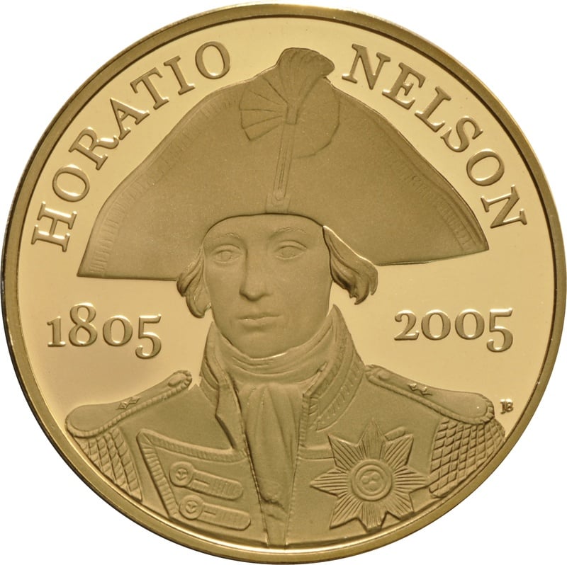2005 Proof Gold £5 Coin Quintuple Sovereign Horatio Nelson