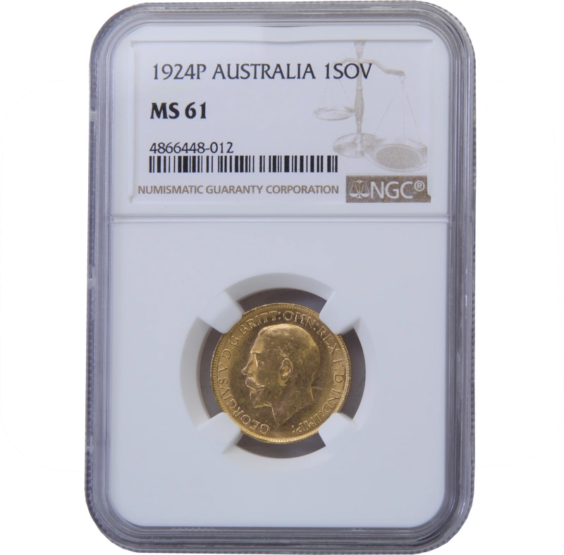 1924 Gold Sovereign Coin George V Perth NGC MS61