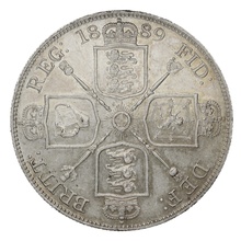 1889 Double Florin Silver Coin Queen Victoria Inverted 1 in VICTORIA