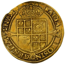 1624 Laurel Gold Coin James I Hammered mm trefoil