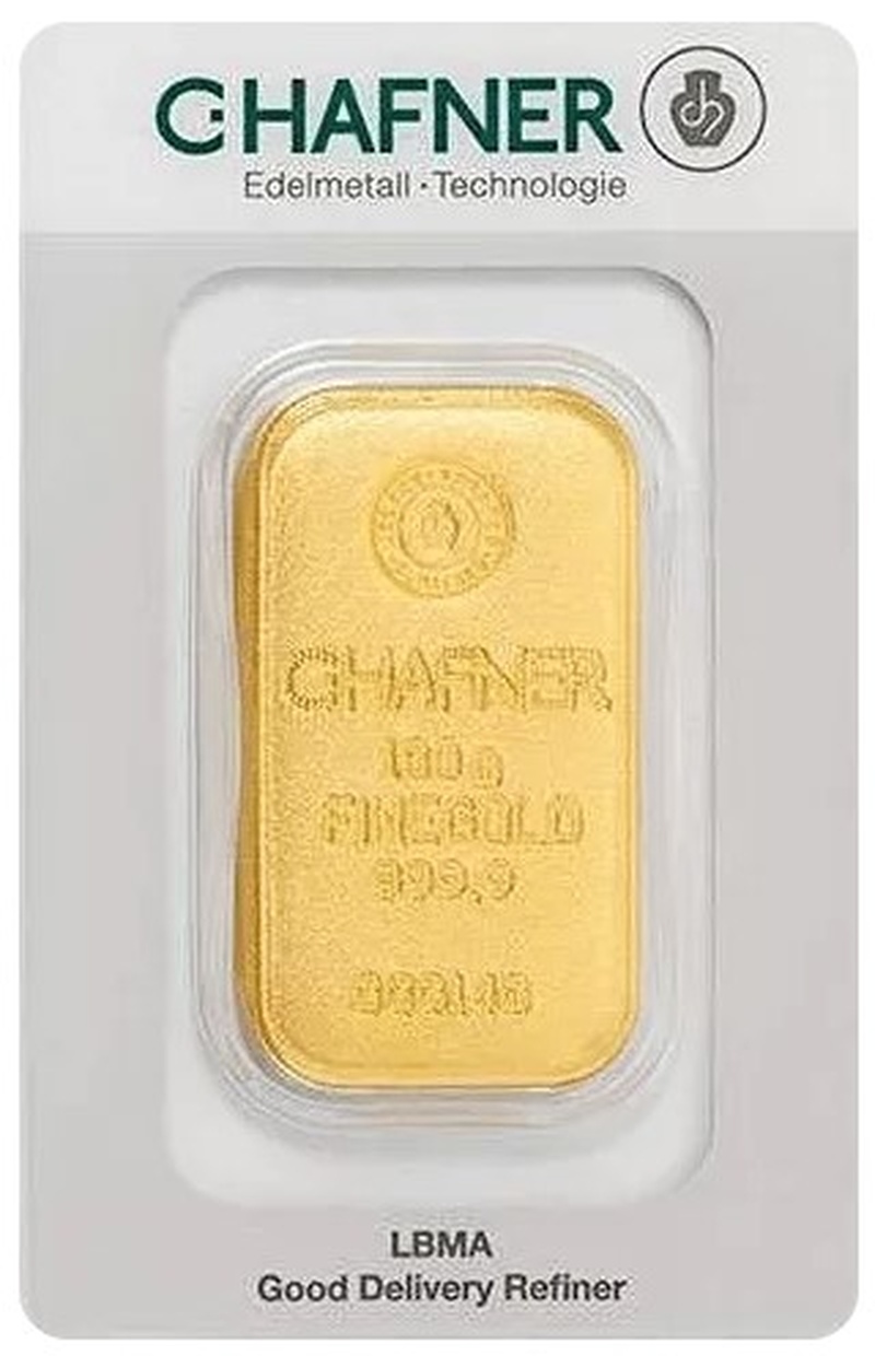 100g Gold Bar C. Hafner Cast