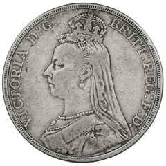 1892 Silver Crown Coin Queen Victoria Jubilee Head