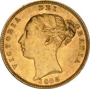 1885 Gold Half Sovereign Queen Victoria Young Head Shield Back NGC MS61