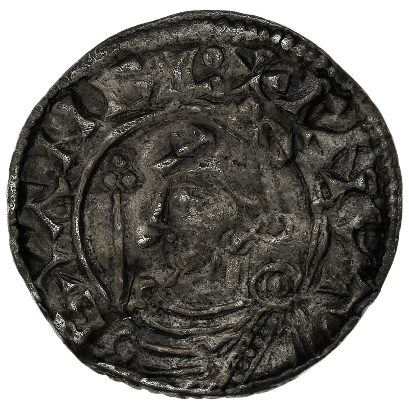 1016-1035 Cnut Silver Penny Hammered Pointed Helmet Type Cambridge Leofsige