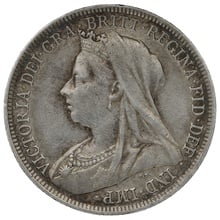 1894 Silver Shilling Coin Queen Victoria