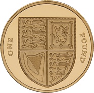 2015 Proof Gold £1 Pound Coin Royal Shield of Arms Fourth Portrait