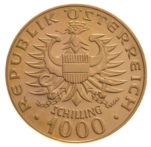 1976 Austrian 1000 Schilling Gold Coin Babenberger