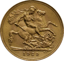 1929 Gold Sovereign Coin George V SA