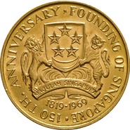 1969 Singapore 150th Anniversary $150 Gold coin