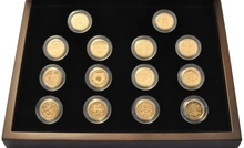 Proof Gold £1 Pound Coin 25th Anniversary 14 Coin Set Boxed