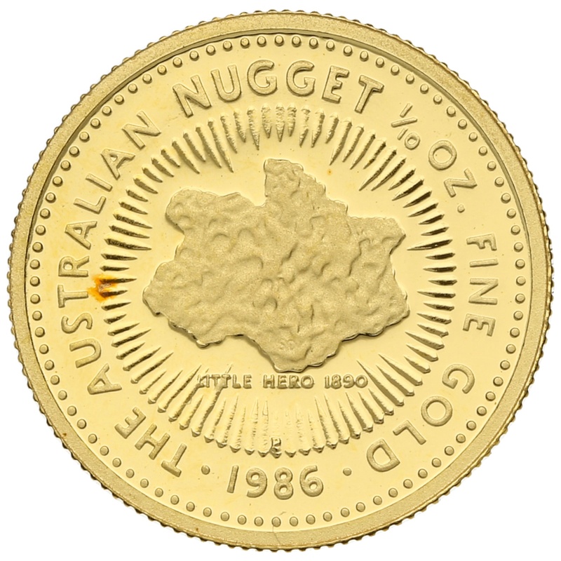 1986 Proof 1/10oz Australian Kangaroo Gold Nugget Coin