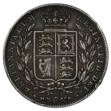 1843 Silver Half Crown Coin Queen Victoria Milled