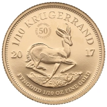 2017 Proof 1/10oz Krugerrand Gold Coin 50th Anniversary Boxed