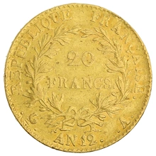 French 20 Francs Gold Coin Bonaparte Premier Consul A AN12