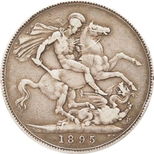 1895 Silver Crown Coin Queen Victoria Old Head
