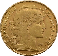 French 10 Francs Gold Coin Marianne Rooster