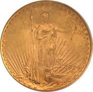 1924 $20 Gold Coin Double Eagle St Gaudens Head Philadelphia PCGS MS62
