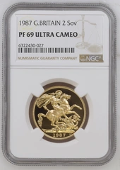 1987 Proof £2 Coin Gold Double Sovereign NGC PF69