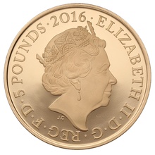 2016 Proof £5 Gold Crown Coin Queen Elizabeth II 90th Birthday