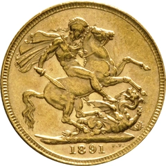 1891 Gold Sovereign Coin Queen Victoria Jubilee Head PCGS AU58