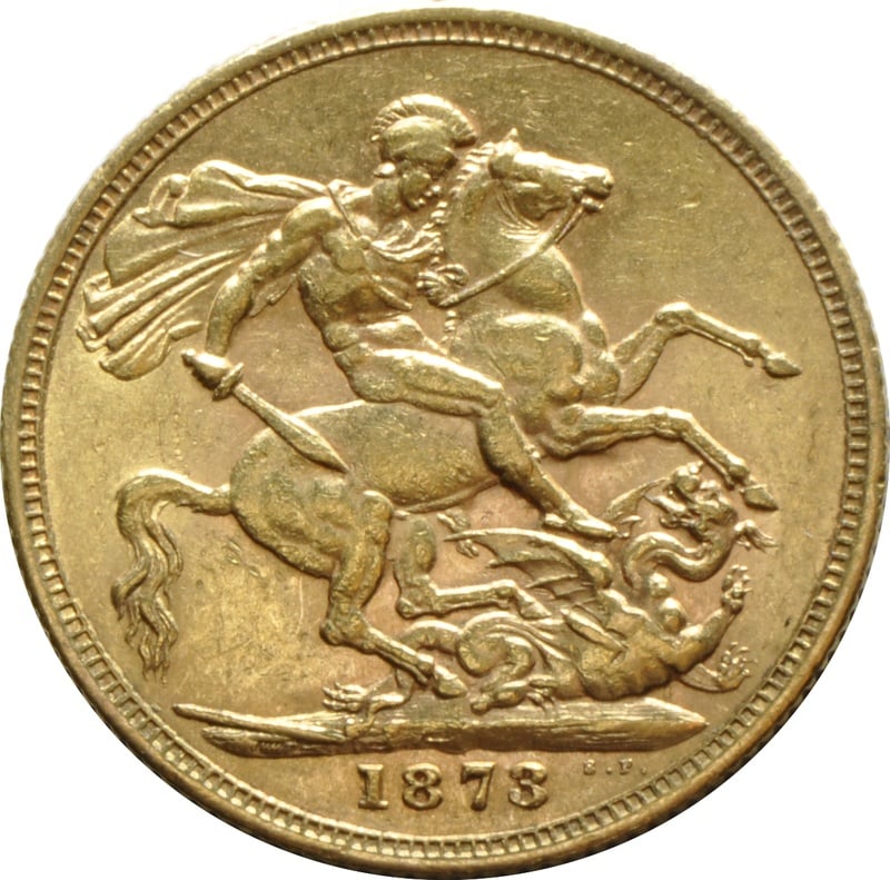1873 Gold Sovereign Coin Queen Victoria Young Head Sydney