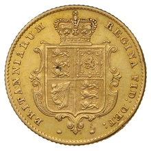 1852 Gold Half Sovereign Queen Victoria Young Head Shield Back