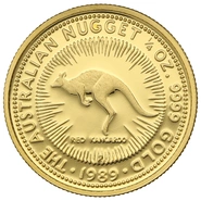 1989 1/4oz Australian Kangaroo Gold Nugget Coin
