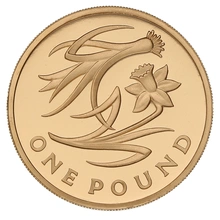 2013 Proof Gold £1 Pound Coin Wales Floral