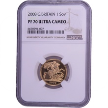 2008 Proof Gold Sovereign Coin Elizabeth II NGC PF70